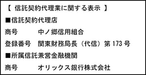 信託契約代理業に関する表示